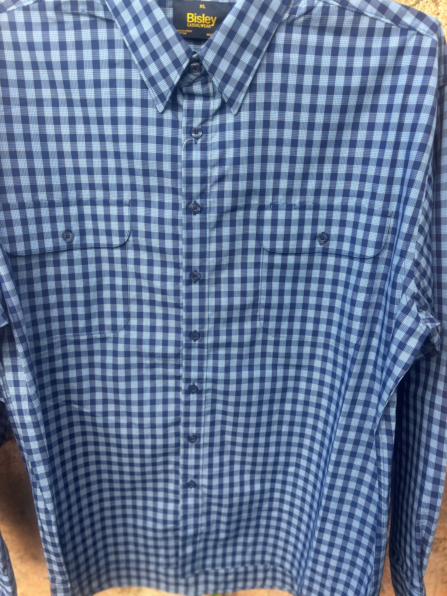 BS70292_CTRB Bisley Mens L/S Shirt Medium Check Blue