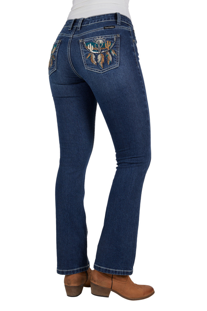 PCP2211938 Pure Western Ladies Alba Bootcut 32" Leg Jean Indigo
