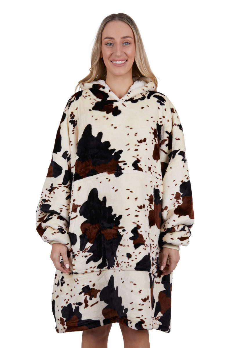 PCP2933SNU Adult Pure Western Cow Print Snuggle Hoodie