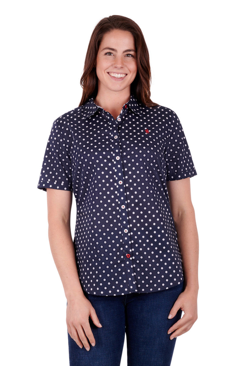 T3S2114098 Thomas Cook Ladies Josie S/S Shirt Navy Spot