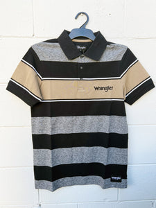 X3S1560989 Wrangler Mens Andrew S/S Polo Black/Tan