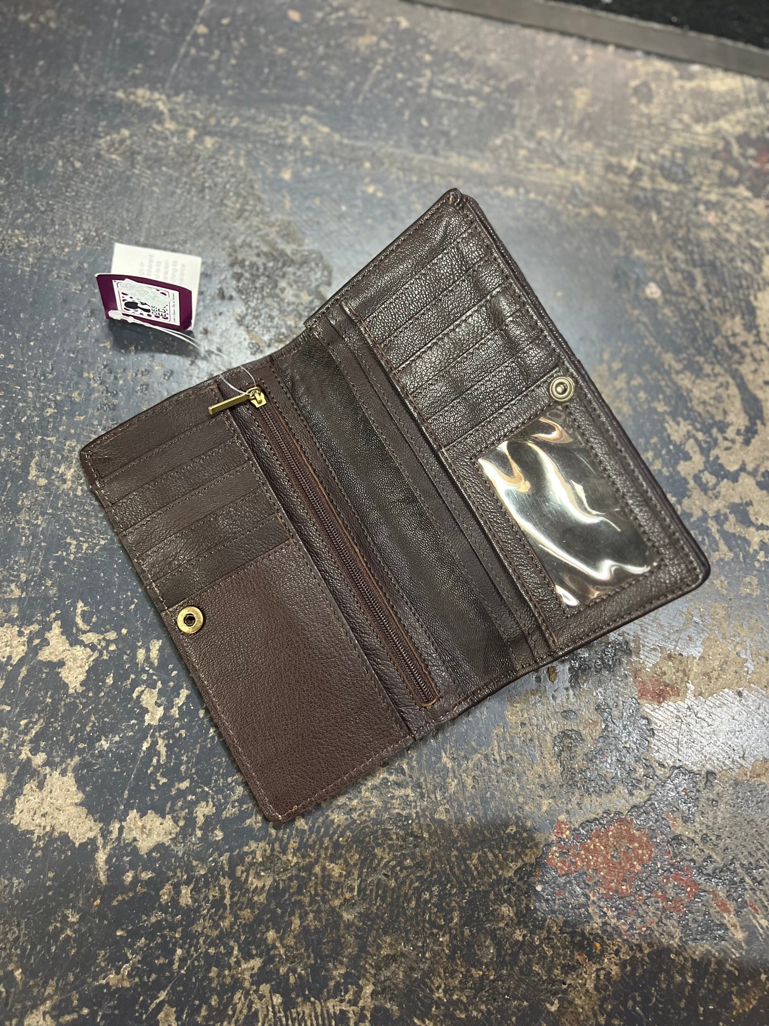 TSB22A The Design Edge Tooled Leather Brown Saddle Blanket Slim Wallet