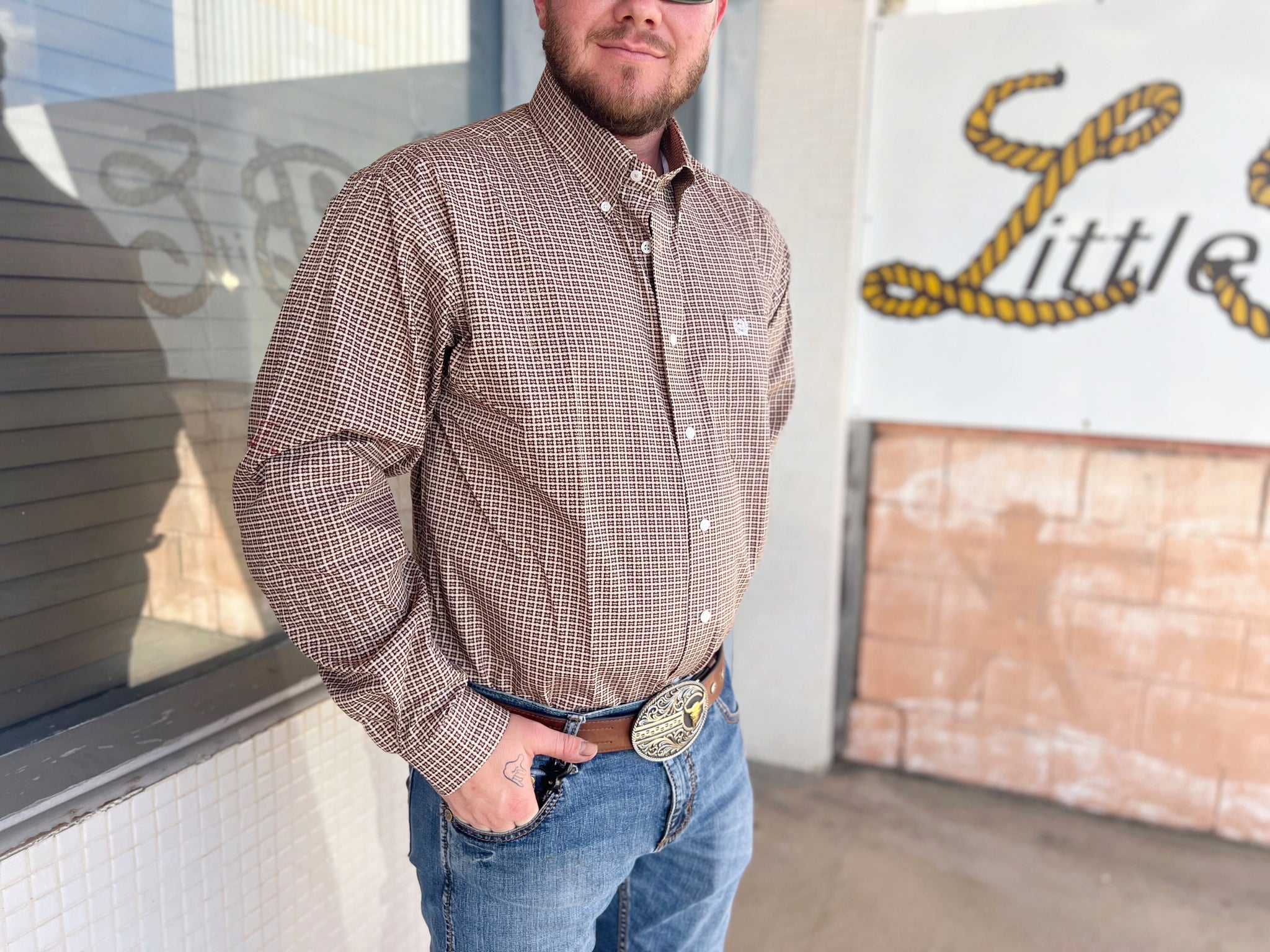 MTW1105537 Cinch Mens LS Shirt Brown