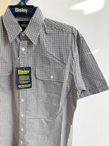 BS20268_CSLI Bisley Mens S/S Shirt Micro Black Check