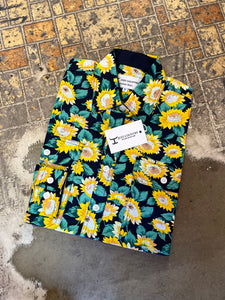 WWLS2347 Just Country Ladies Abbey Full Button Print Workshirt Navy Sunflower