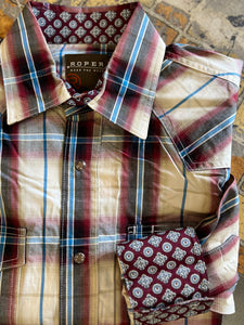 3-01-278-7032 Roper Mens Amarillo Collection LS Shirt Plaid Red