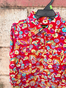 H3S7101166 Hard Slog Kids Mirabel Half Placket L/S Shirt Red