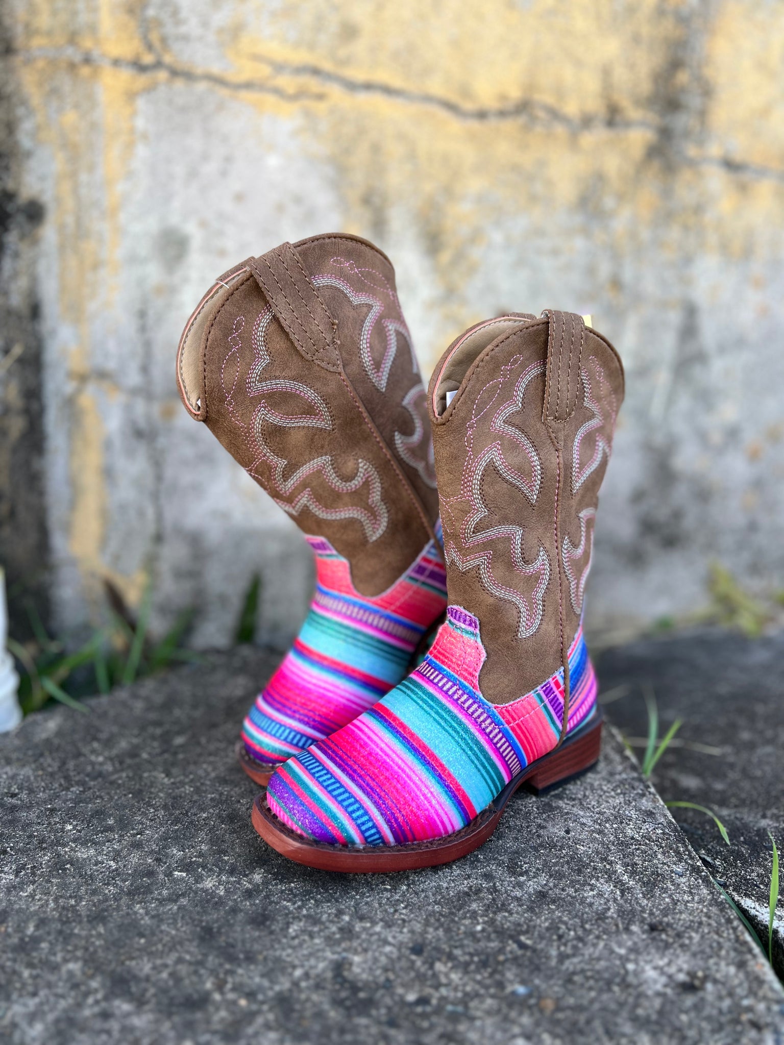 09-018-1901-3115 Roper Kids Glitter Serape Boots Serape/Tan