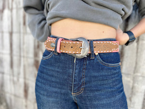 P3S2908BLT Pure Western Ladies Mara Belt Tan/Pink