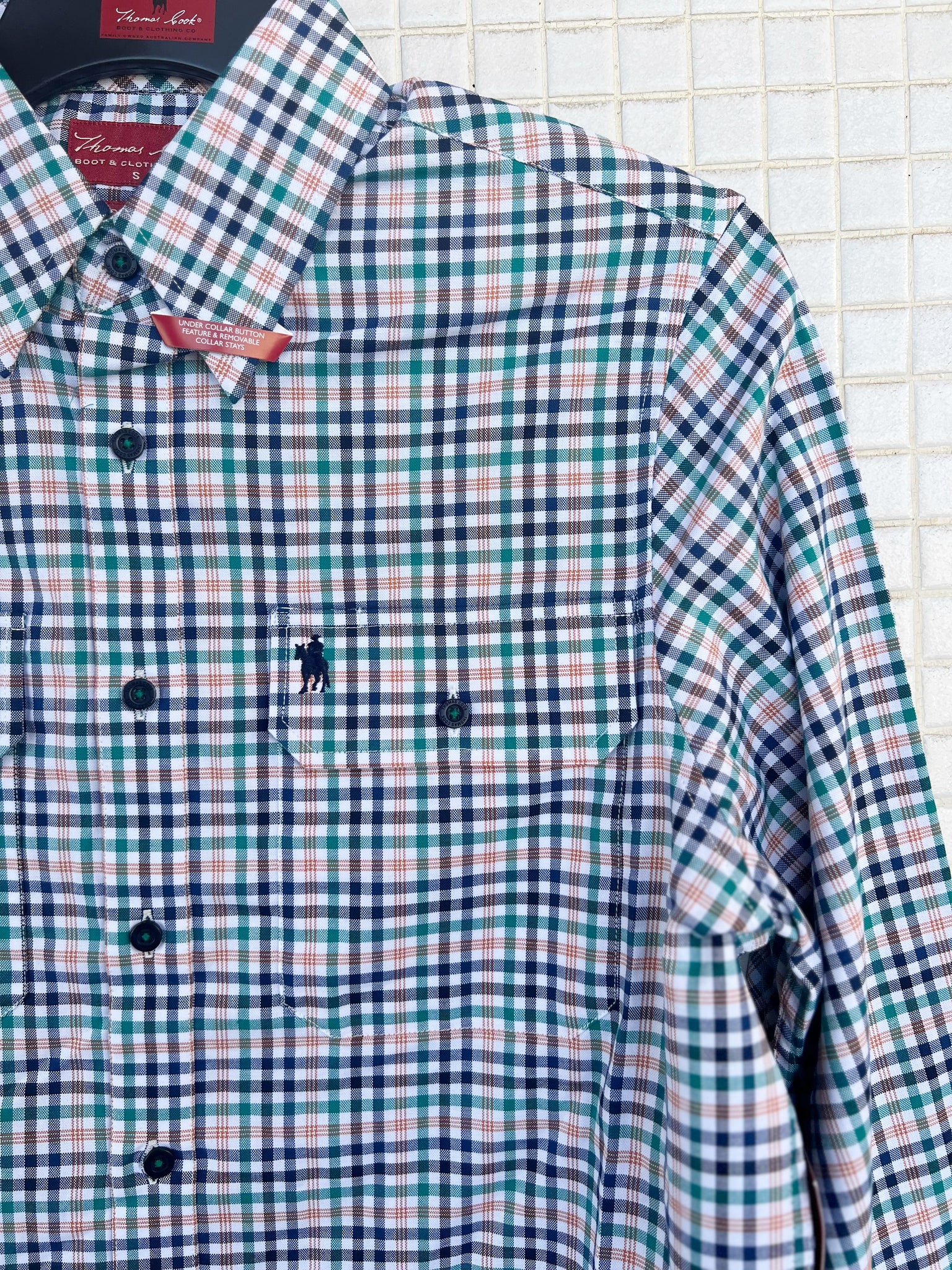 T3S1115031 Thomas Cook Men's Whitburn Check L/S Shirt Blue/Green