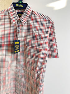 BS20274_CBON Bisley Mens S/S Shirt Medium Red Check