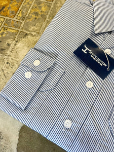 MWLS2327 Just Country Mens Austin Full Button Print Workshirt Navy/White Pin Stripes