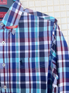 T3S1118040 Thomas Cook Men's Chapman Check L/S Shirt Blue/Burg