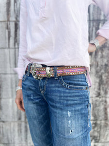 P3S2910BLT Pure Western Ladies Amelia Belt Tan/Pink