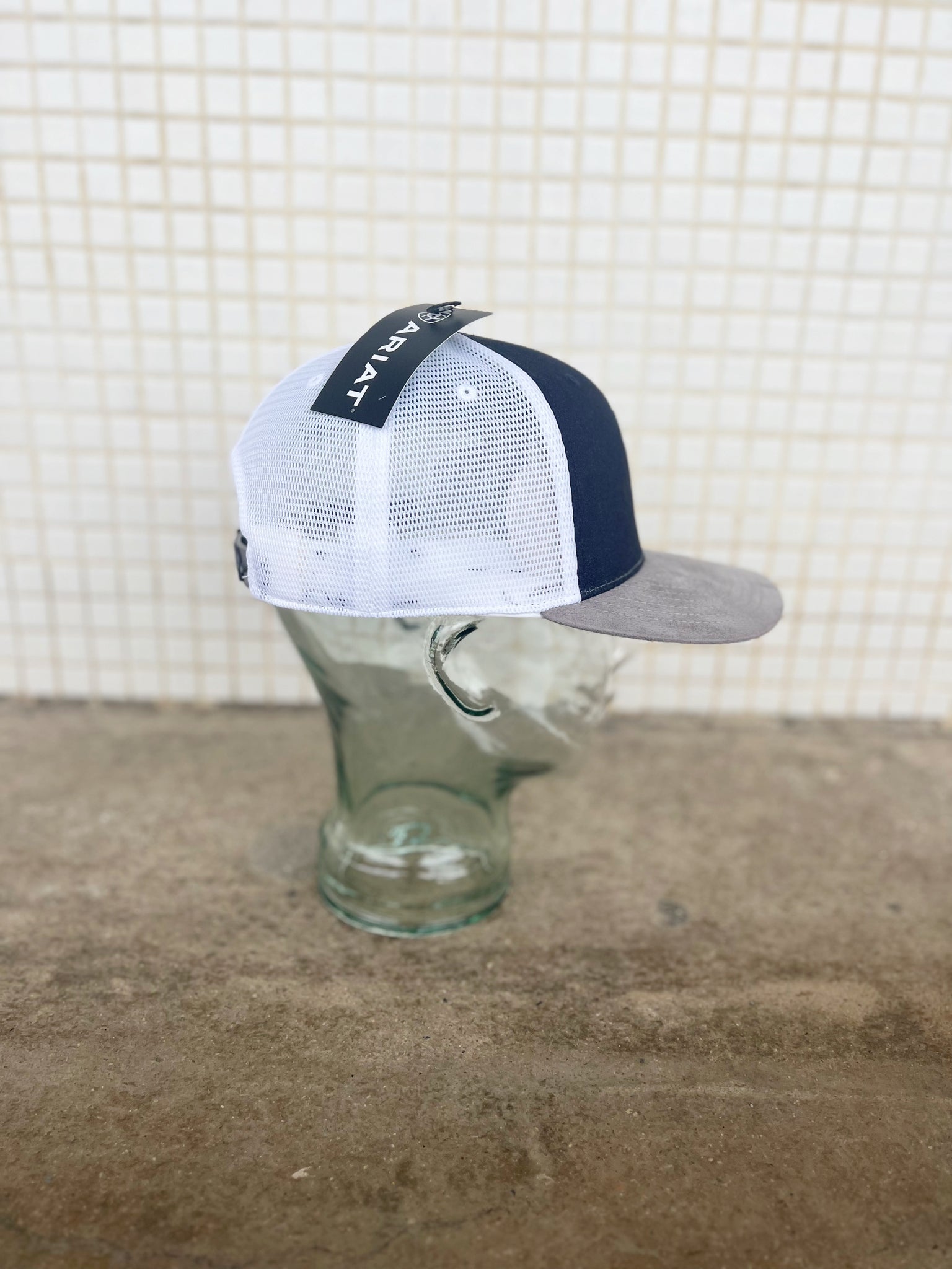 A300018120 Ariat Mens B Fit Cap Sunset Desert Logo Denim/White