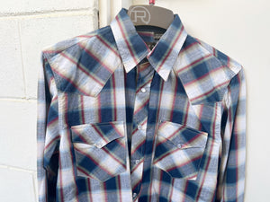 03-001-0062-0481 Roper Mens West Made Collection LS Shirt Plaid Blue