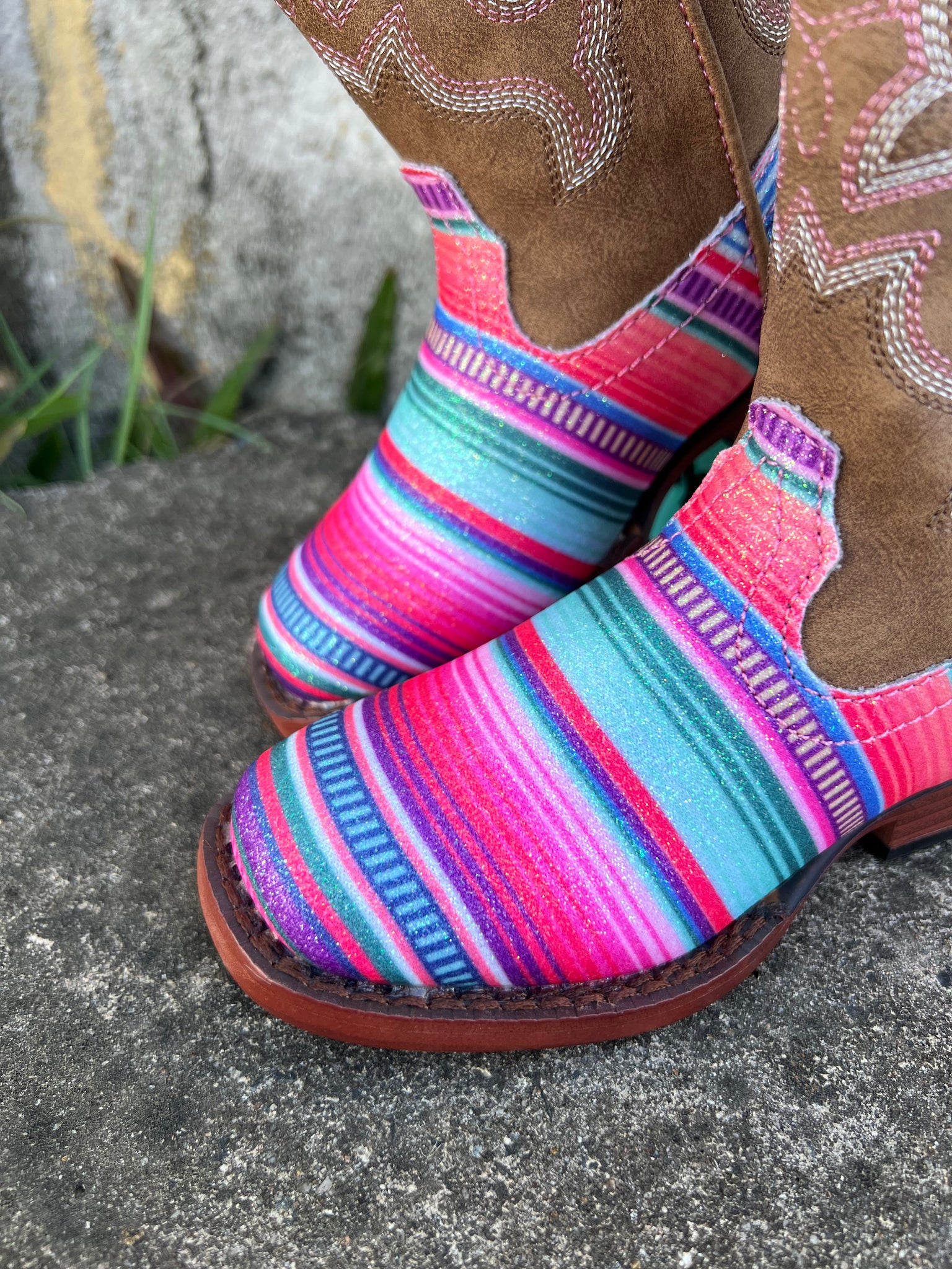 09-018-1901-3115 Roper Kids Glitter Serape Boots Serape/Tan