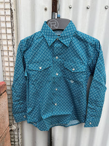 3-30-225-6019 Roper Boys Amarillo Collection LS Shirt Print Blue