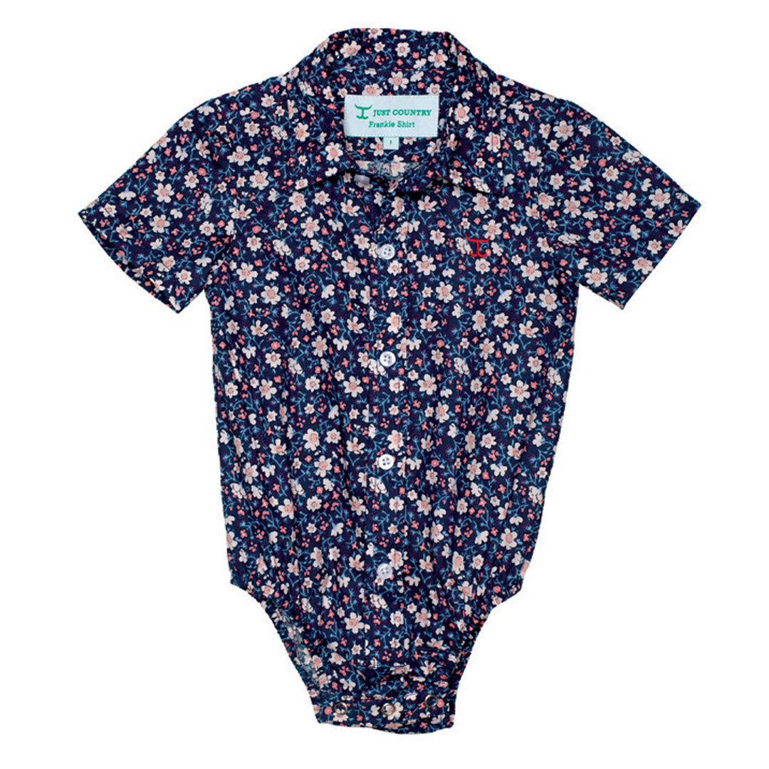 IWSS2565 Just Country Infant Frankie S/S Full Button Jumpsuit Navy Daisy
