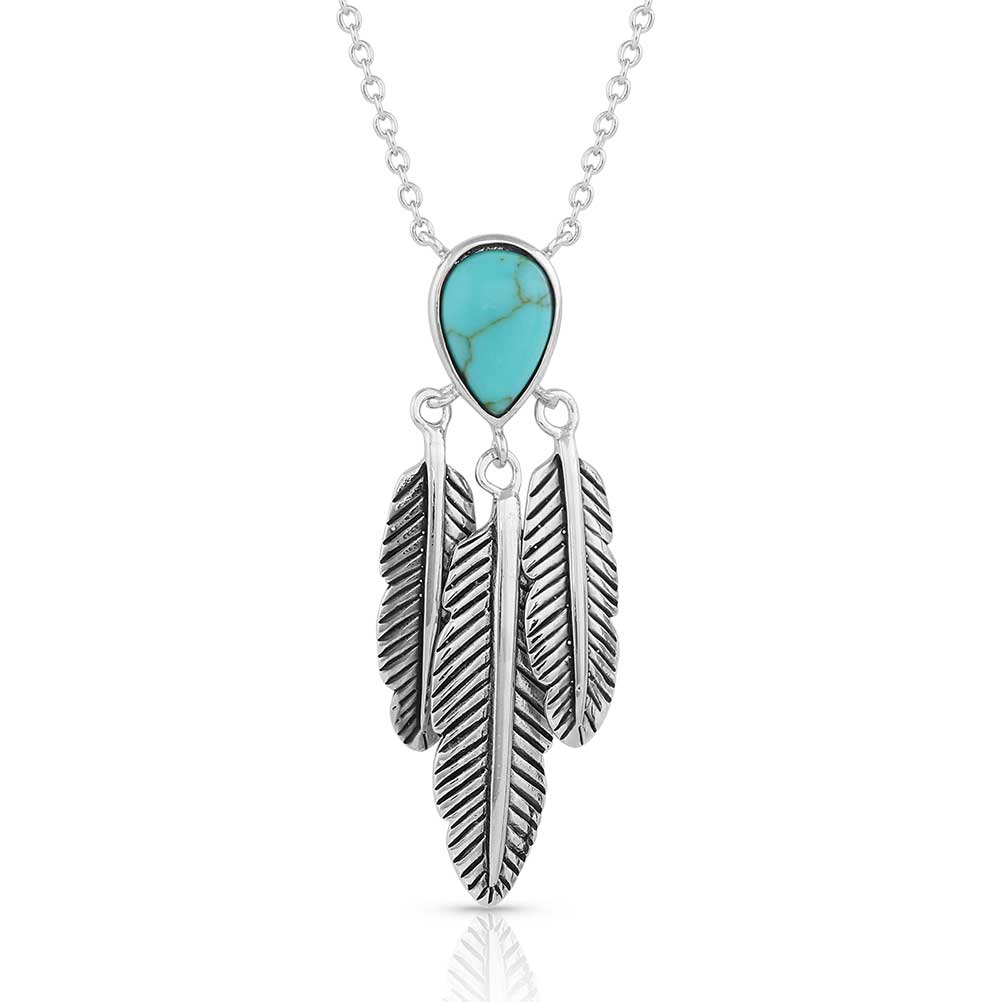 Montana Silversmiths Spirit Tears Feather Turquoise Necklace