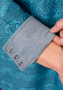 03-001-0067-0301 Roper Mens West Made Collection LS Shirt Print Blue
