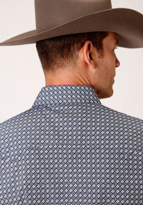3-01-225-4011 Roper Mens Amarillo Collection L/S Shirt Print Blue