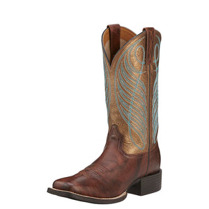 10016317 Ariat Ladies Round Up West Yukon Boots Brown/Bronze