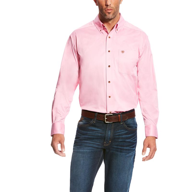 10016692 Ariat Men's Solid Twill L/S Shirt Prism Pink