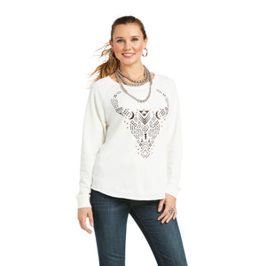 10037234 Ariat Ladies Getter Done Burnout Sweatshirt Sea Salt