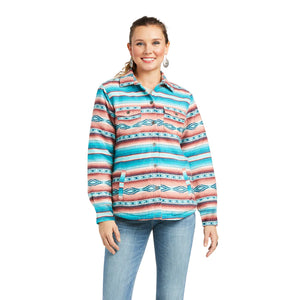 10037454 Ariat Ladies Real Shacket Shirt Jacket Marsala Serape