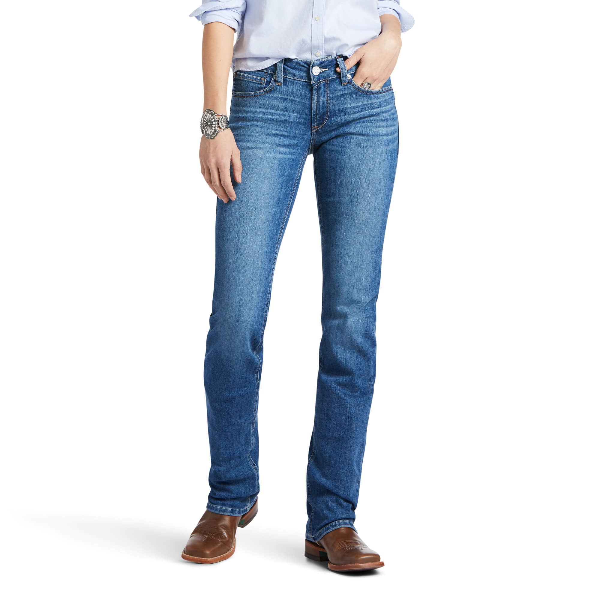 10039605 Ariat Ladies REAL Mid Rise Straight 34" & 36" Leg Jeans Catherine Maine