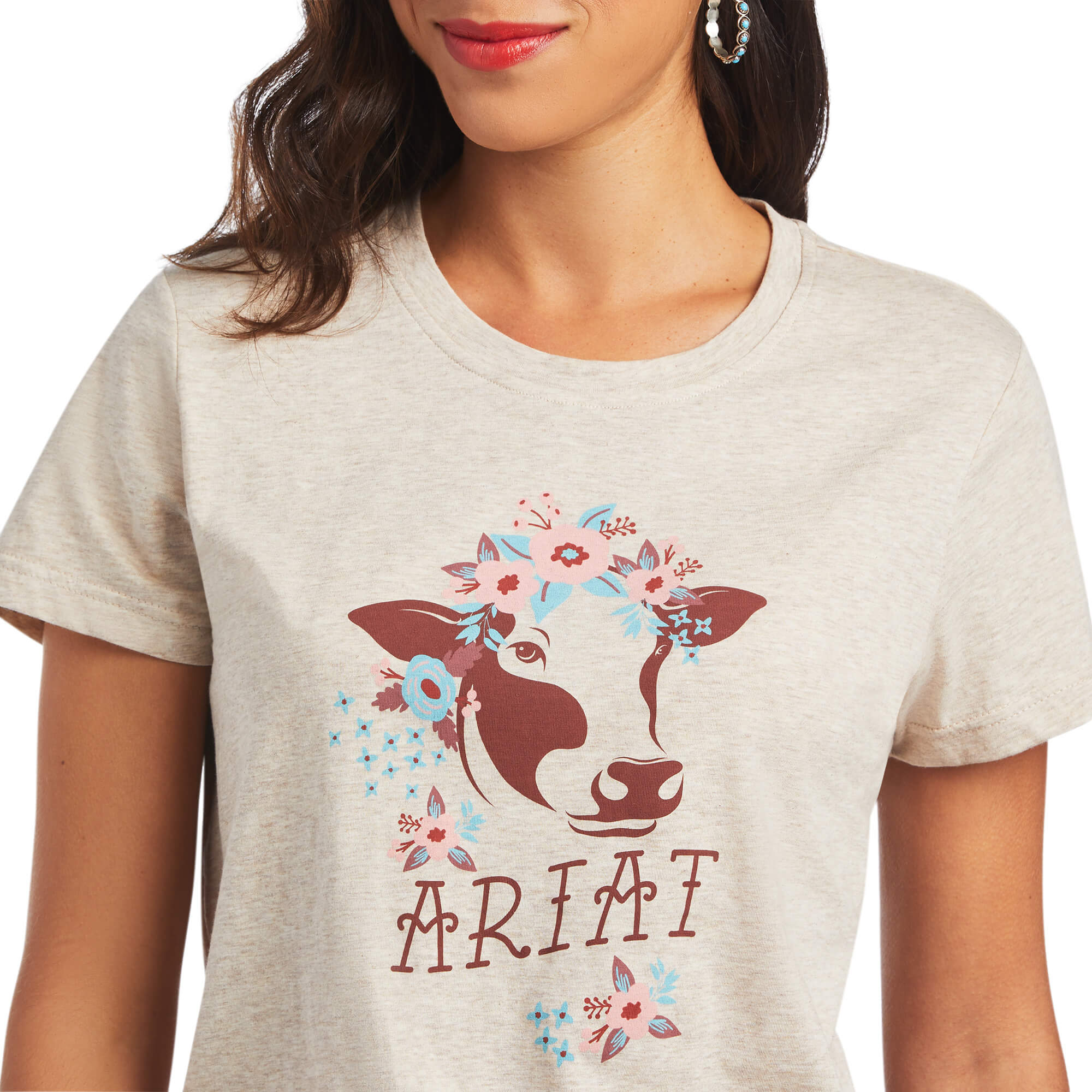 10040627 Ariat Ladies REAL Moo S/S Tee Wheat Heather