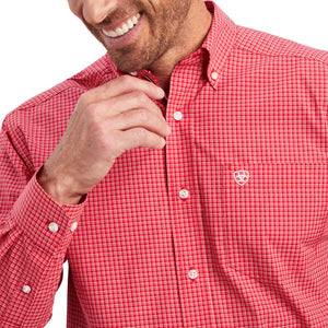 10041550 Ariat Mens Pro Series Nevin Stretch Classic LS Shirt Tango Red