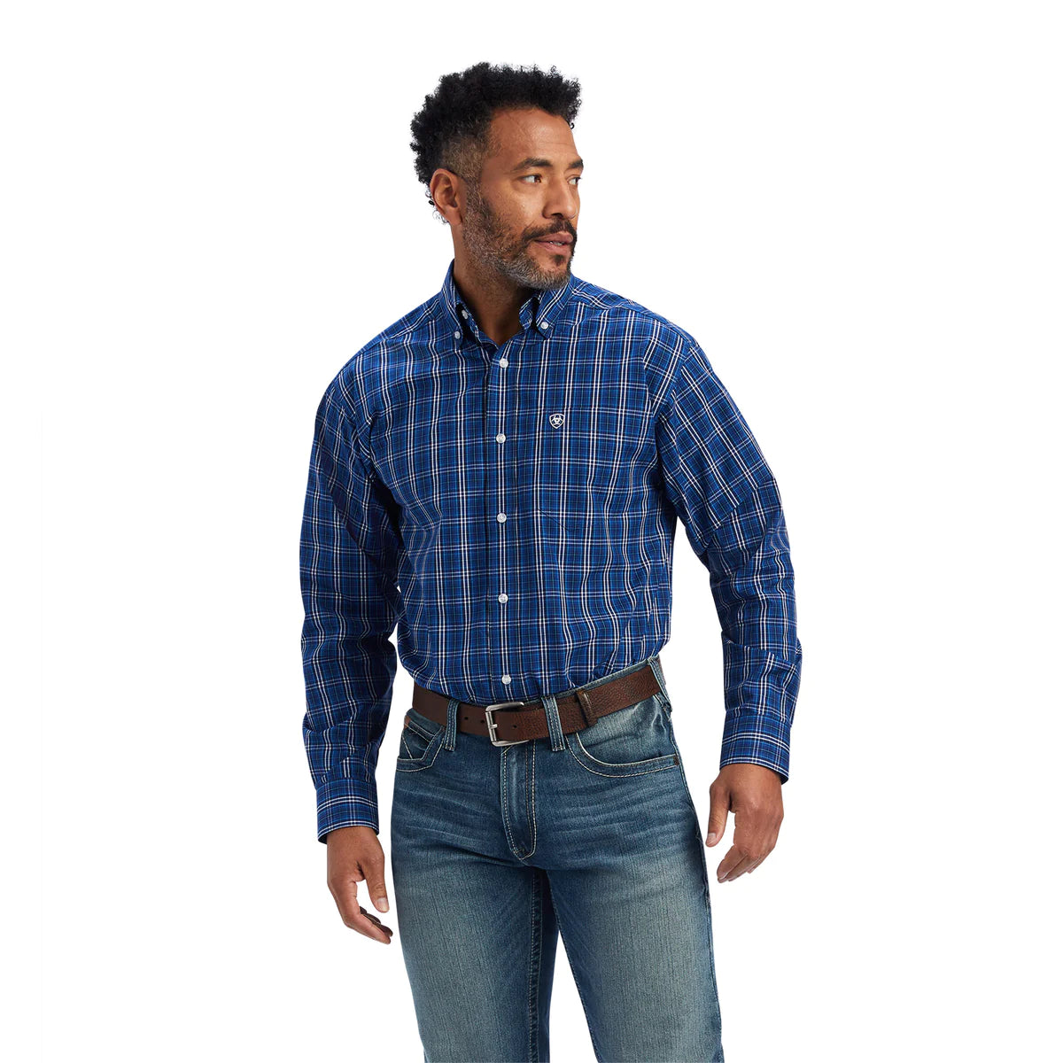 10041552 Ariat Mens Pro Series Naveen Classis LS Shirt Sapphire