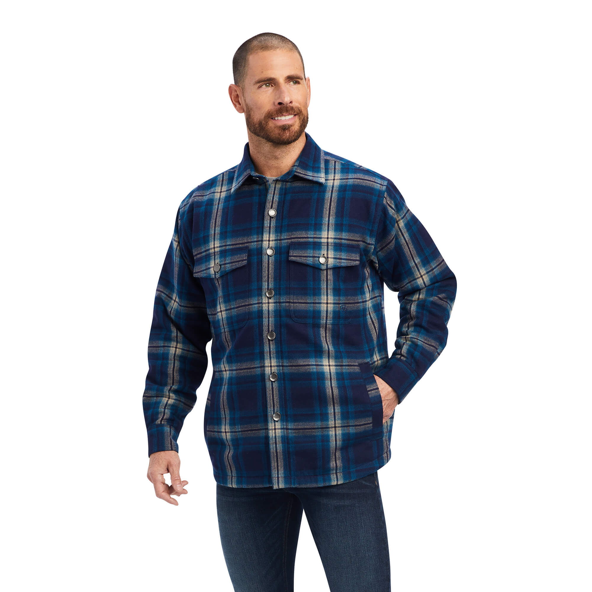 10041697 Ariat Mens Hannoch Shirt Jacket Maritime Blue