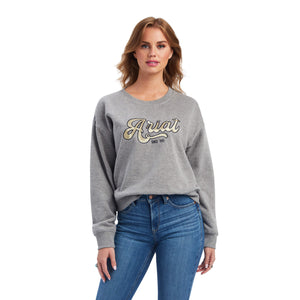 10041817 Ariat Ladies Real Cropped Sweatshirt Heather Grey