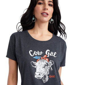 10042716 Ariat Ladies Cow Gal Skull Tee Charcoal Heather
