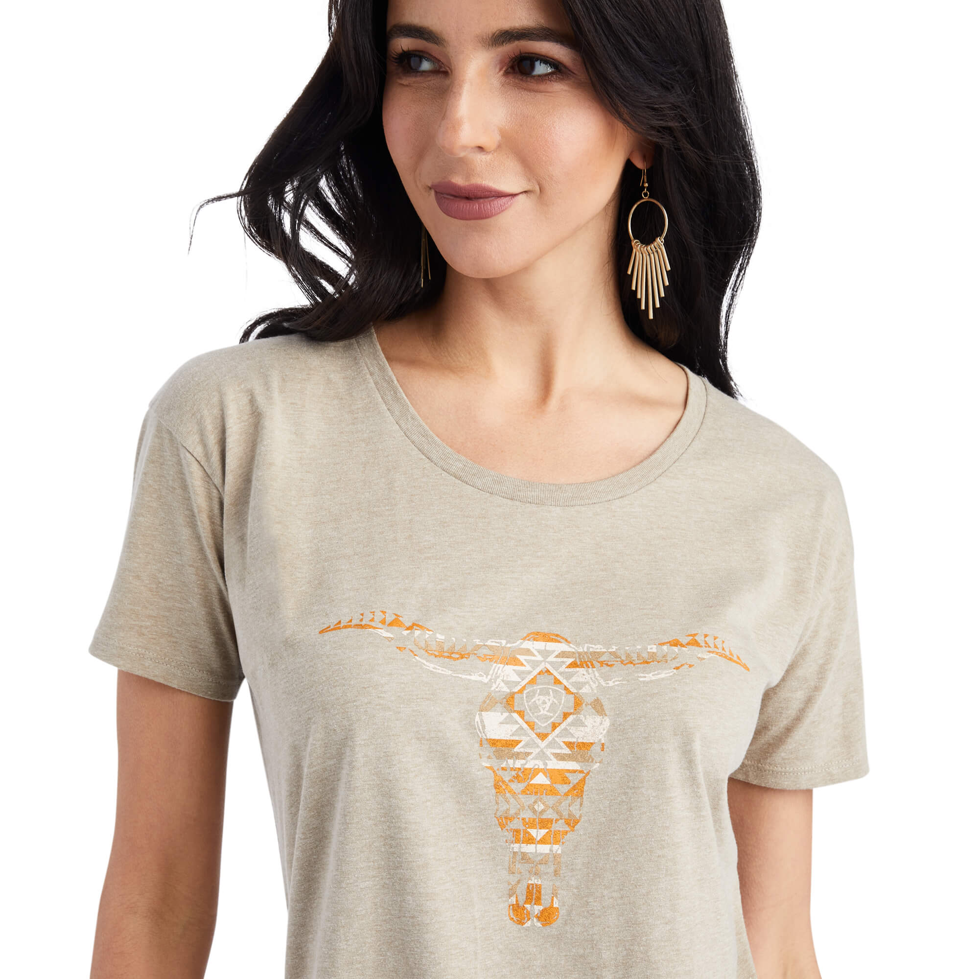 10042718 Ariat Ladies Blanket Skull Tee Oatmeal Heather