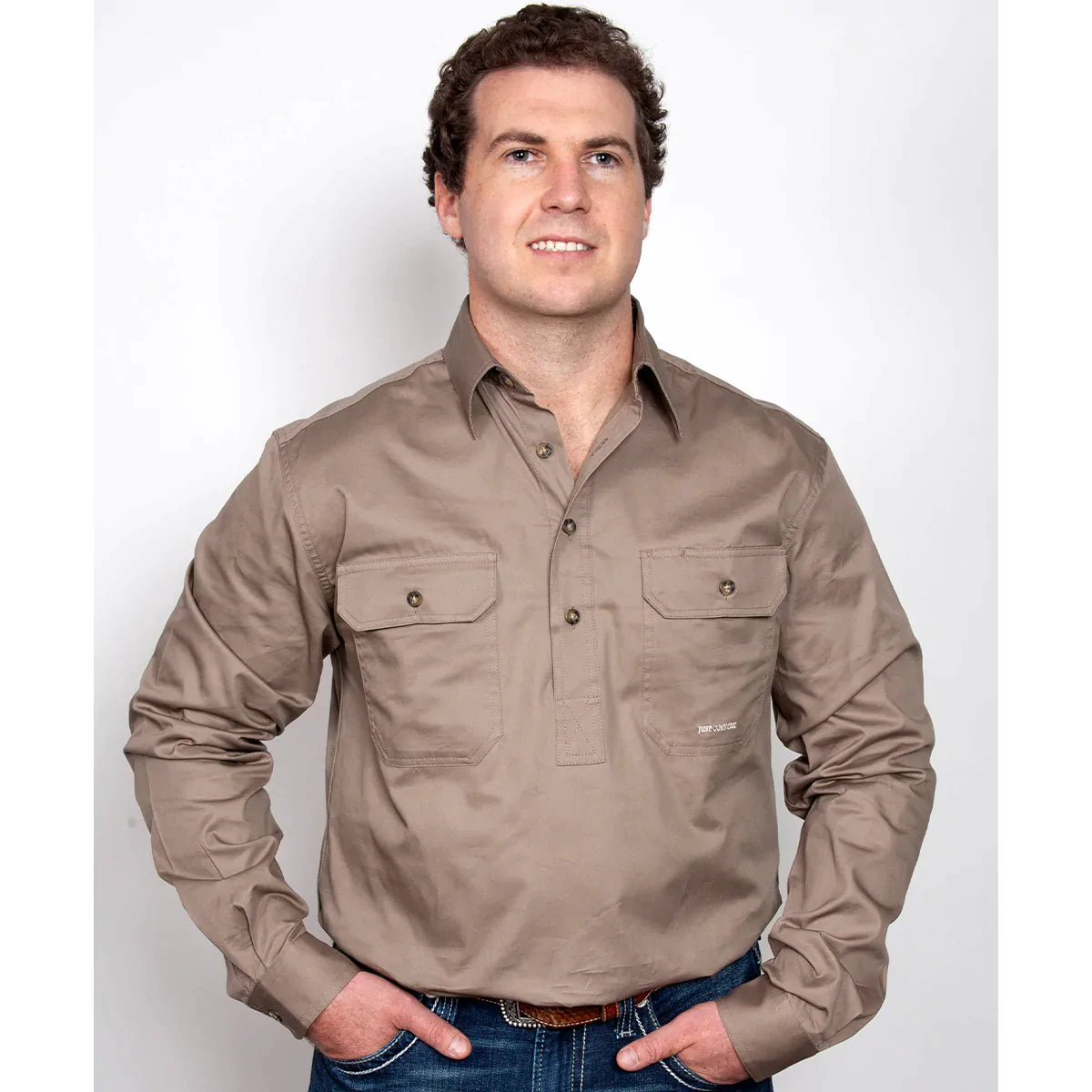 Just Country Mens Cameron Workshirt Brown