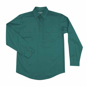 30303DKG Boys Lachlan Work Shirt Dark Green - Just Country