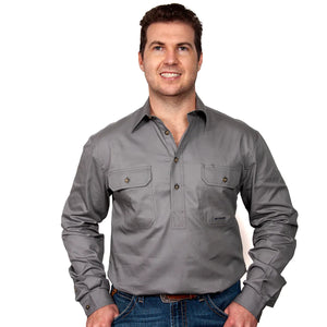 Just Country  Mens Cameron Workshirt Steel Grey
