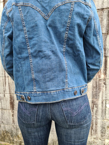 LWJ701D Wrangler Q Ladies Wrangler Denim Jacket, Dark Denim