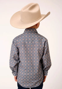 03-030-0064-4041 Roper Boys West Made Collection LS Shirt Print Grey