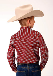 3-30-225-4016 Roper Boys Long Sleeve Shirt Maroon