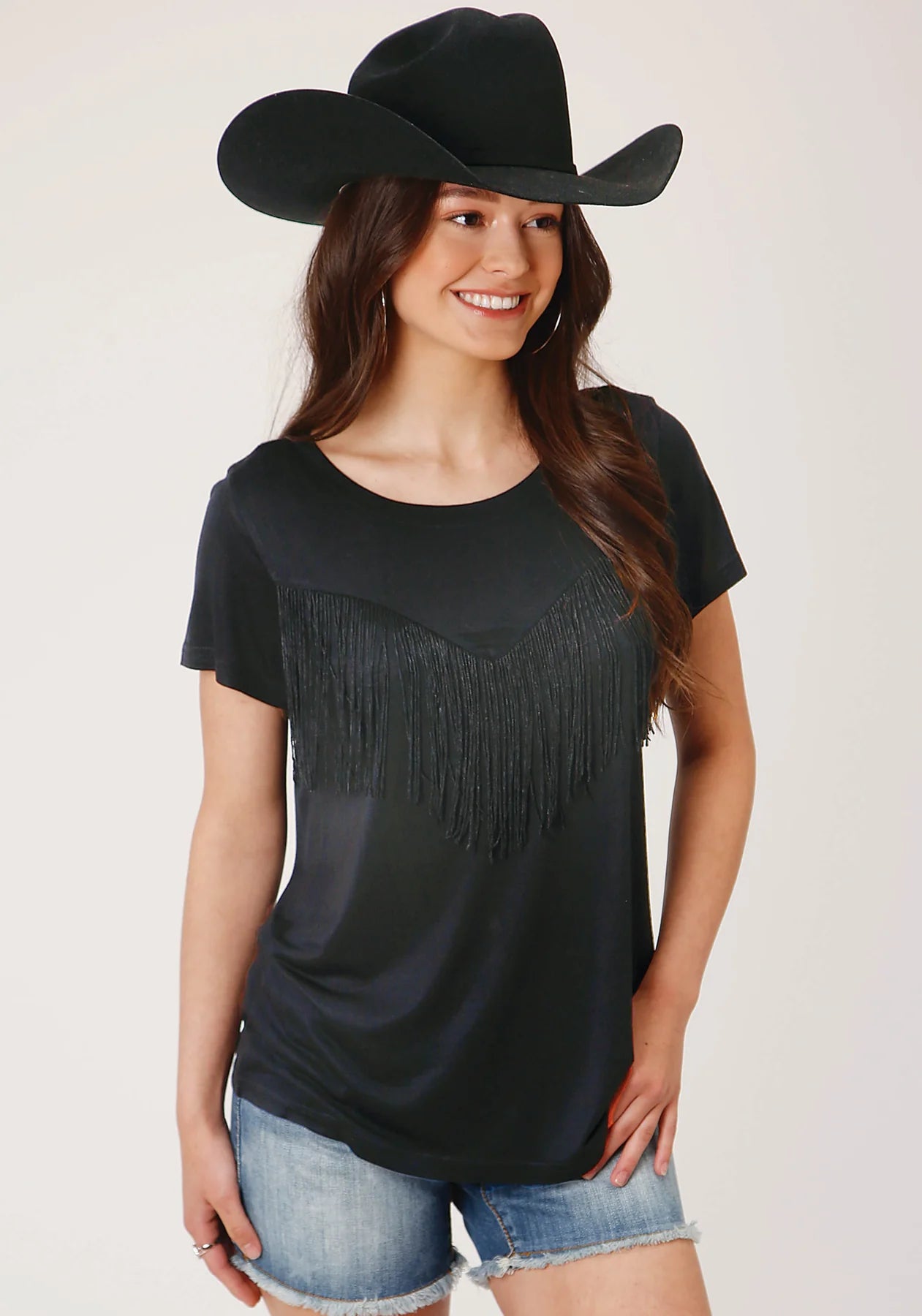 03-039-0514-2032 Roper Ladies Five Star Collection SS Tee Solid Black