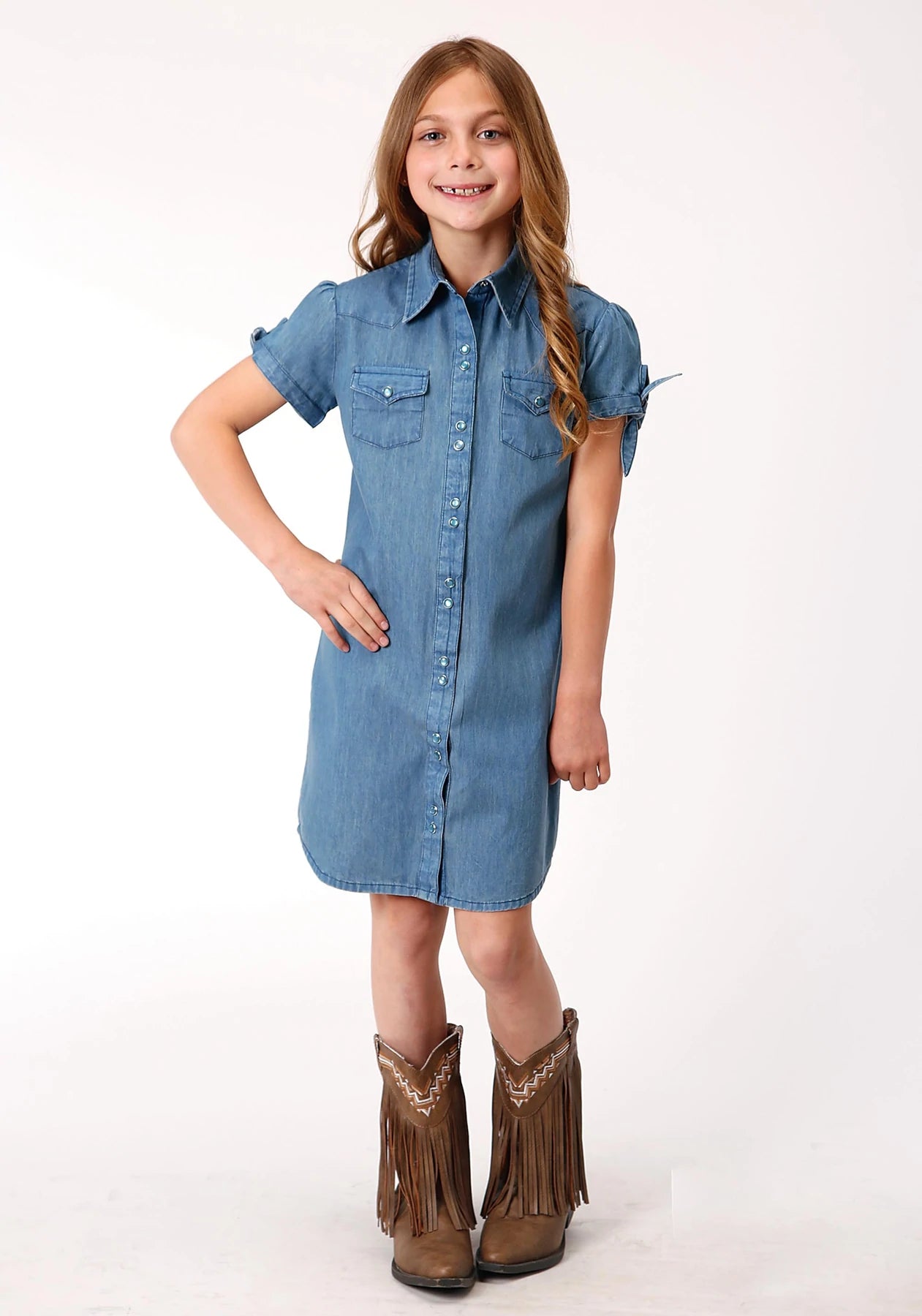 03-257-0594-2024 Roper Girls Five Star Collection Dress Print Blue