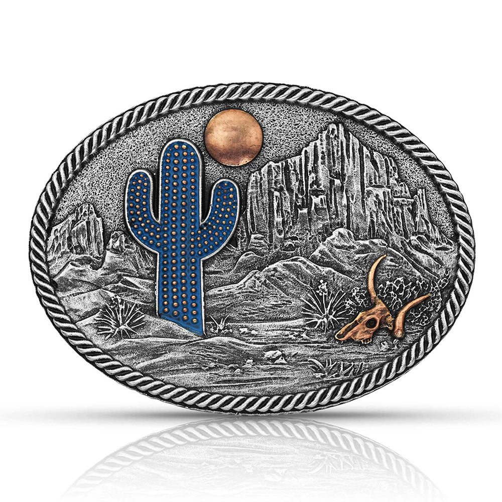 A825 Montana Silversmith Desert Moon Cactus Scene Buckle