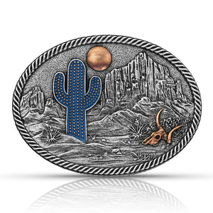 A825 Montana Silversmith Desert Moon Cactus Scene Buckle