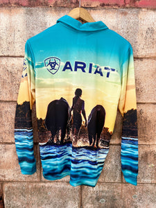 1004CLSP Ariat Ladies Fishing Shirt Western Horses