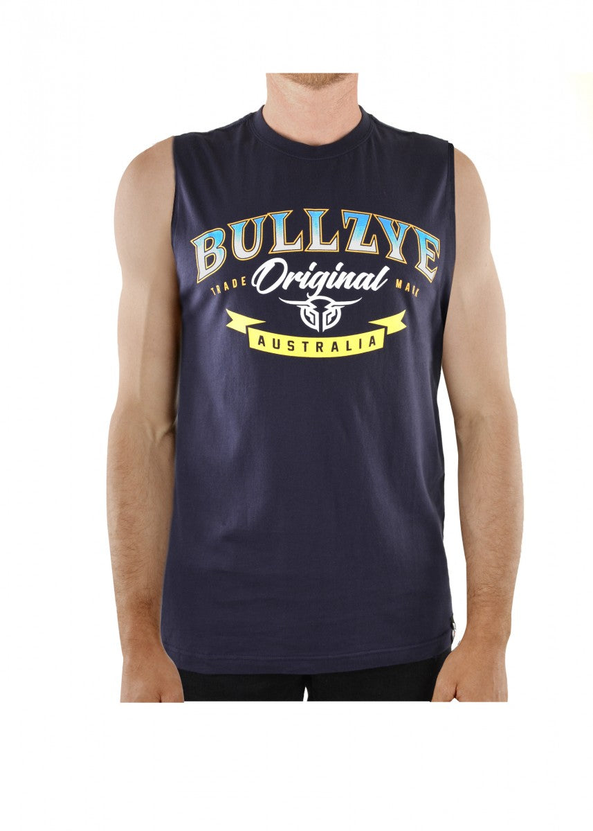 B1S1510078 Bullzye Mens Valley Muscle Tank Tee Navy